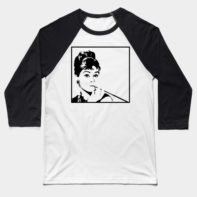 Audrey Hepburn Baseball T-Shirt by Randomart